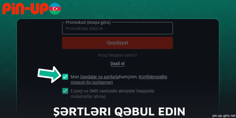 Pin Up veb-saytının şərtlərini qəbul edin