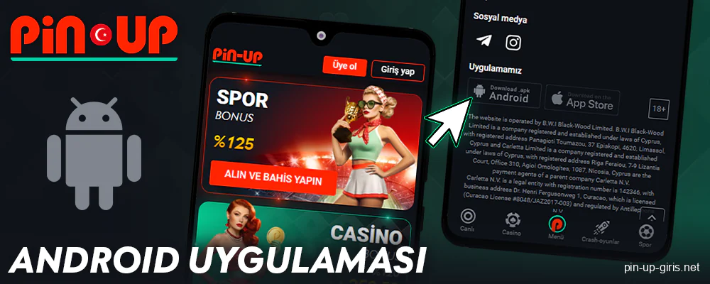 Android'de Pin Up Türkiye mobil uygulaması