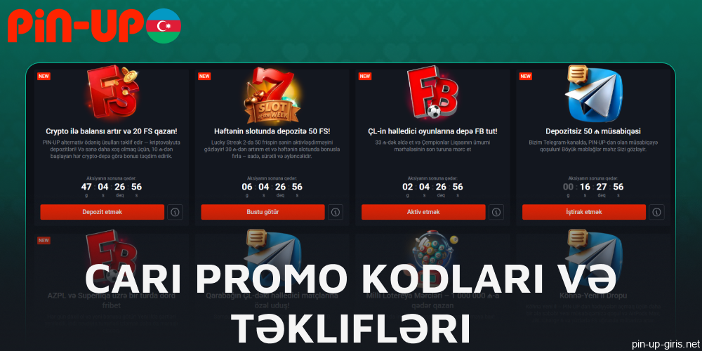 Azərbaycanlı oyunçular üçün Pin Up-da mövcud olan cari promo kodlar və təkliflər