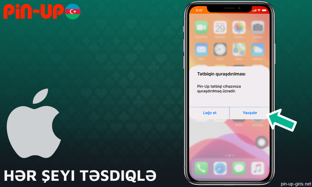 Pin Up tətbiqini yükləmək üçün hər şeyi təsdiqləyin