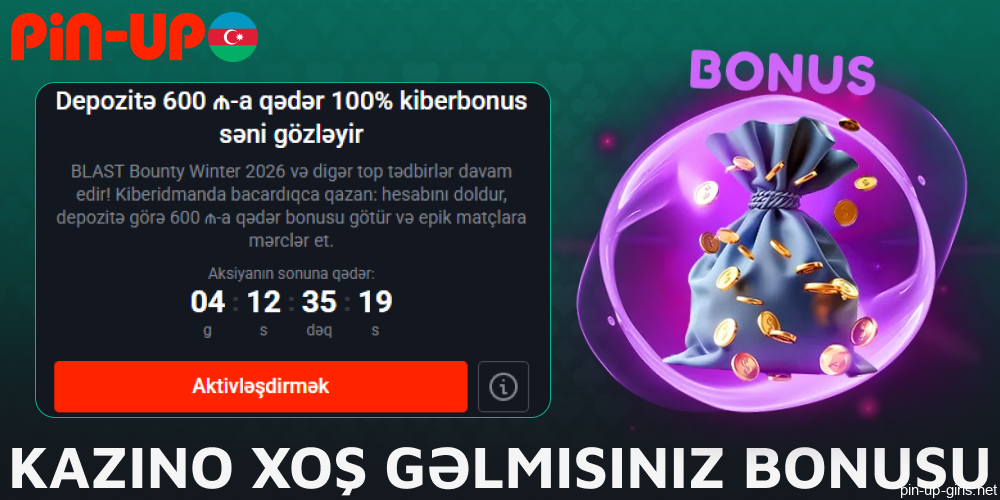 Pin Up Azərbaycan-da kazino xoş gəlmisiniz bonusu mövcuddur