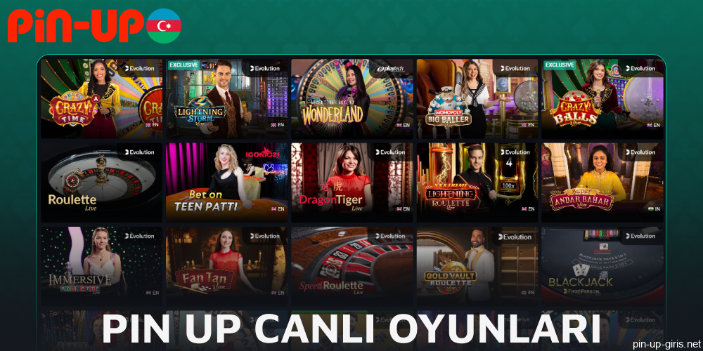 Azerbaycan'dan oyuncular için Pin Up'ta canlı casino oyunları mevcuttur