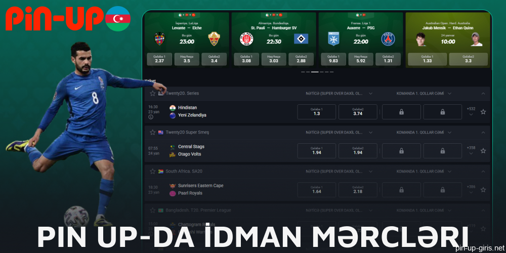 Azerbaycanlı oyuncular için Pin Up spor bahis seçenekleri