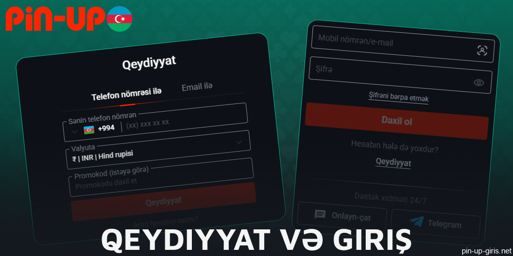 Pin Up-a giriş və qeydiyyat Azərbaycanlı oyunçular üçün