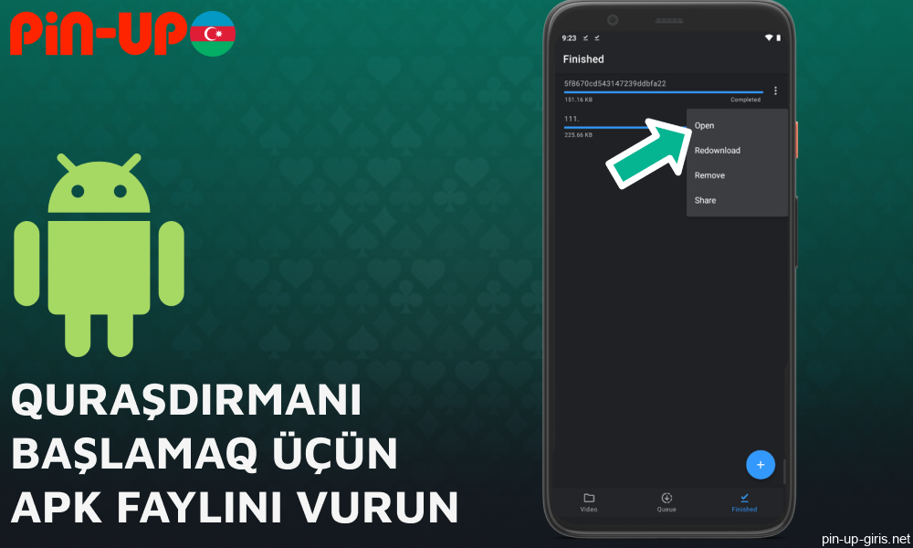 APK faylını toxlayaraq Pin Up tətbiqinin quraşdırılmasına başlayın
