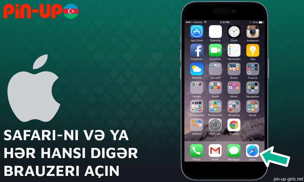 Pin Up tətbiqinin yüklənməsini başlatmaq üçün Safari və ya istənilən digər brauzeri açın