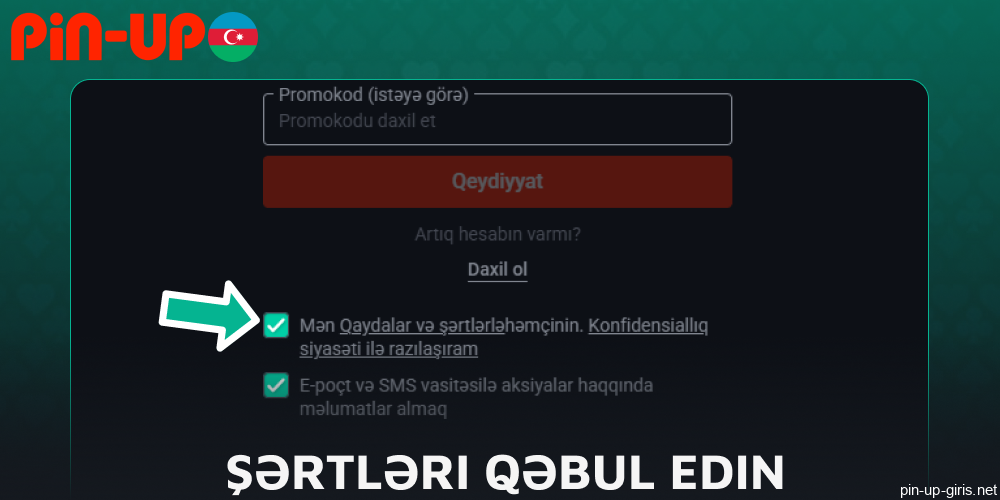 Pin Up veb-saytının şərtlərini qəbul edin