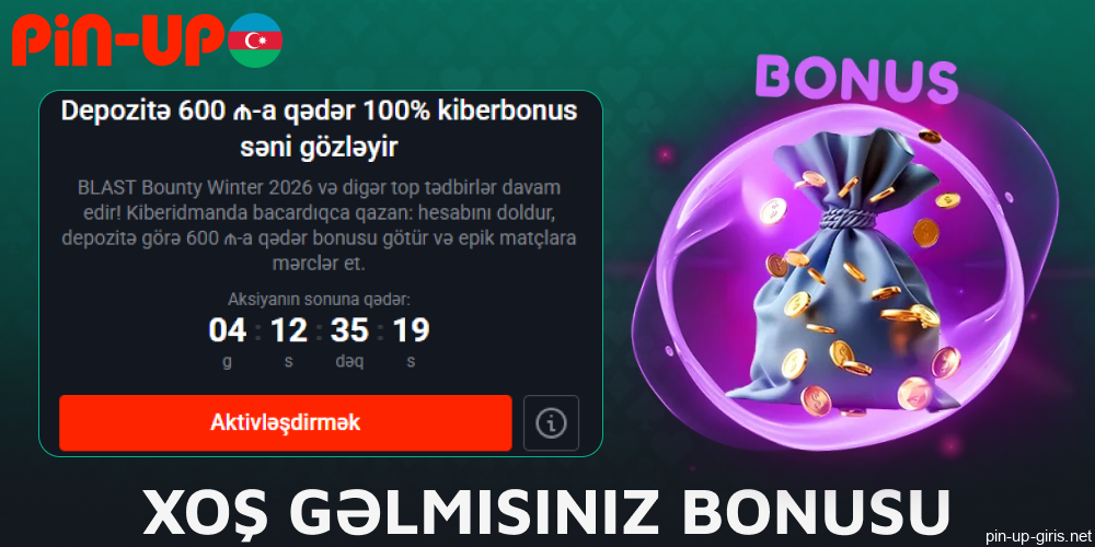 Azərbaycandan olan oyunçular üçün Pin Up xoş gəlmisiniz bonusu mövcuddur